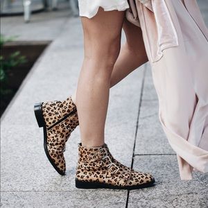 TopShop Amelia leopard print buckle ankle boots
